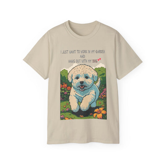 Cute Dog Lover Gardener Meme Unisex Organic T-Shirt