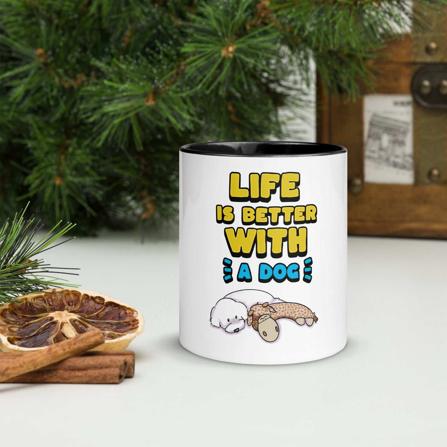 Cheeky Bichon Cute Funny Life is Better with a Dog Mug with Color Inside
