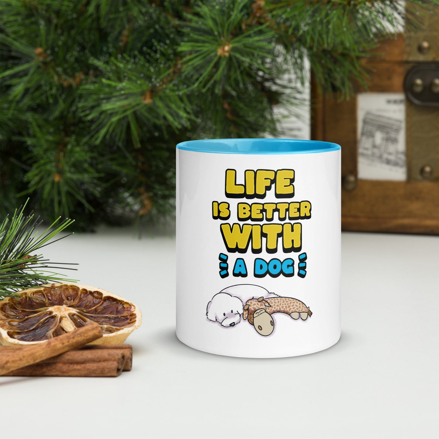 Cheeky Bichon Cute Funny Life is Better with a Dog Mug with Color Inside