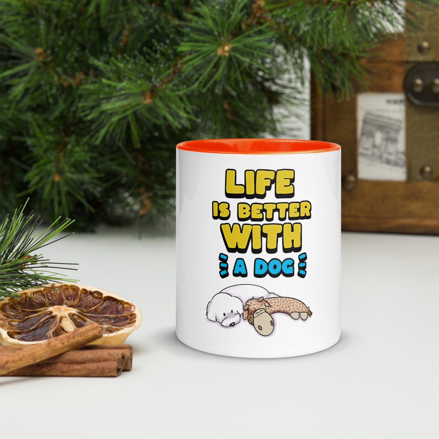 Cheeky Bichon Cute Funny Life is Better with a Dog Mug with Color Inside