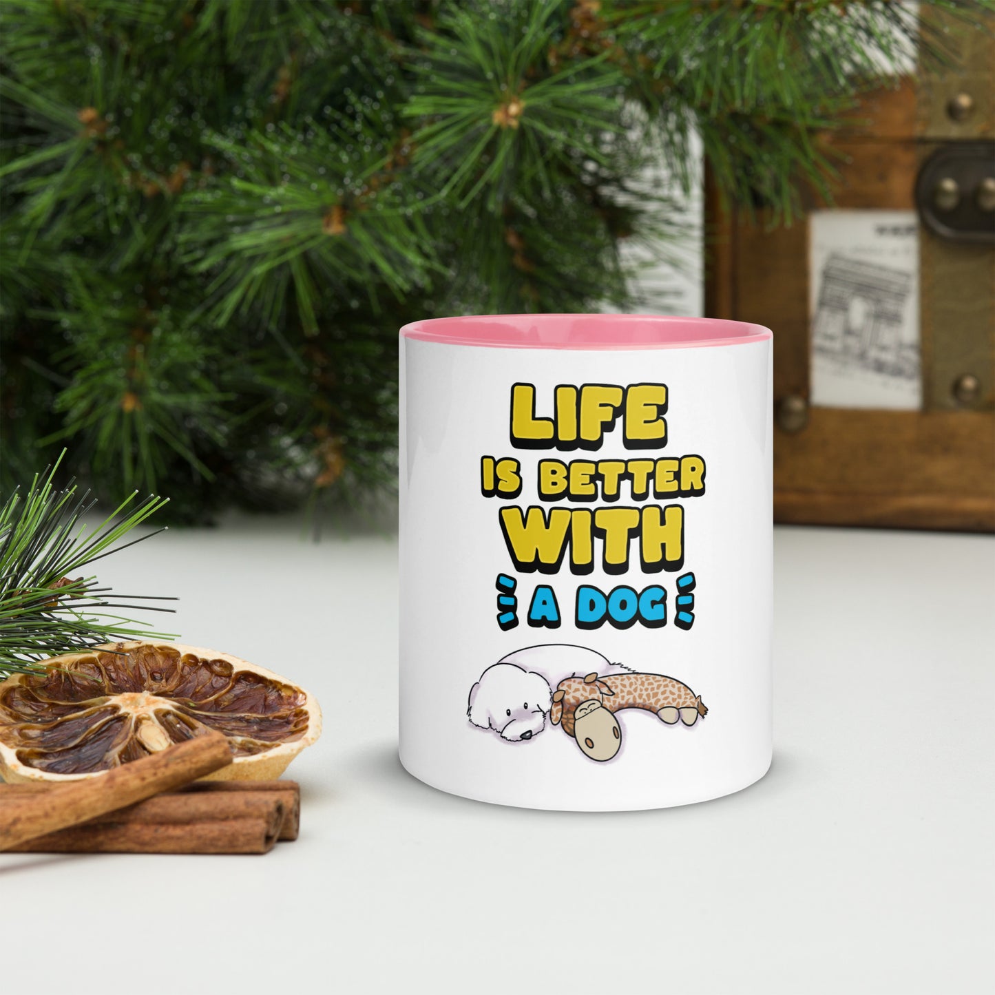 Cheeky Bichon Cute Funny Life is Better with a Dog Mug with Color Inside