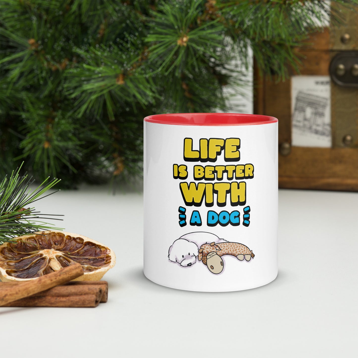 Cheeky Bichon Cute Funny Life is Better with a Dog Mug with Color Inside