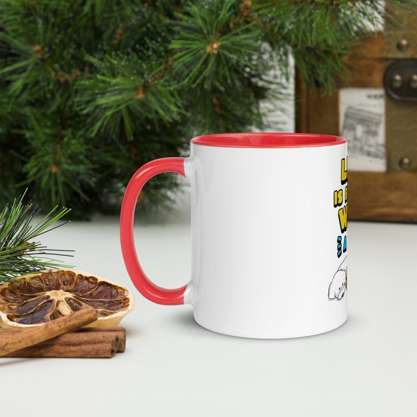 Cheeky Bichon Cute Funny Life is Better with a Dog Mug with Color Inside