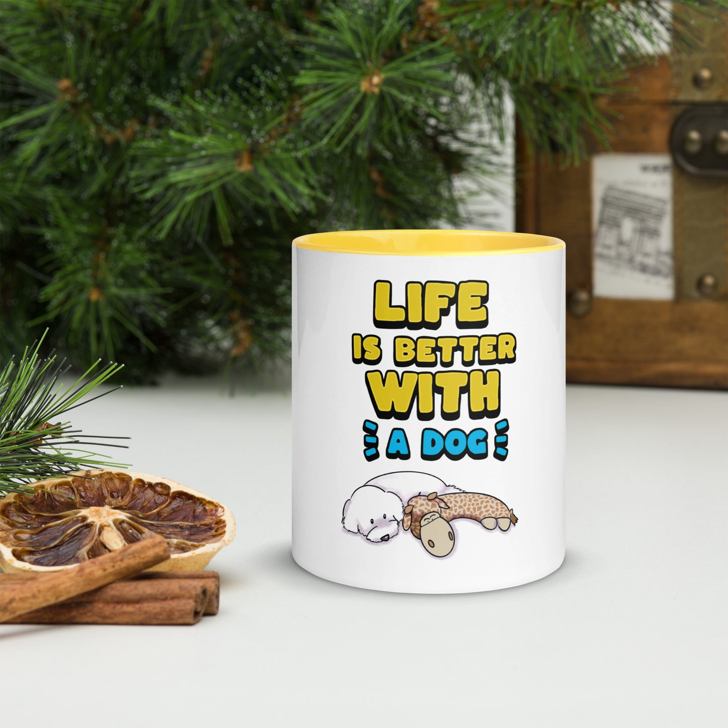 Cheeky Bichon Cute Funny Life is Better with a Dog Mug with Color Inside