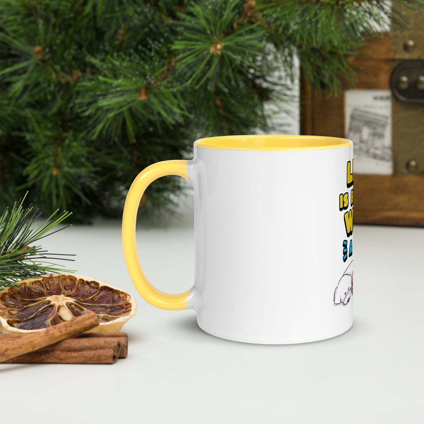 Cheeky Bichon Cute Funny Life is Better with a Dog Mug with Color Inside