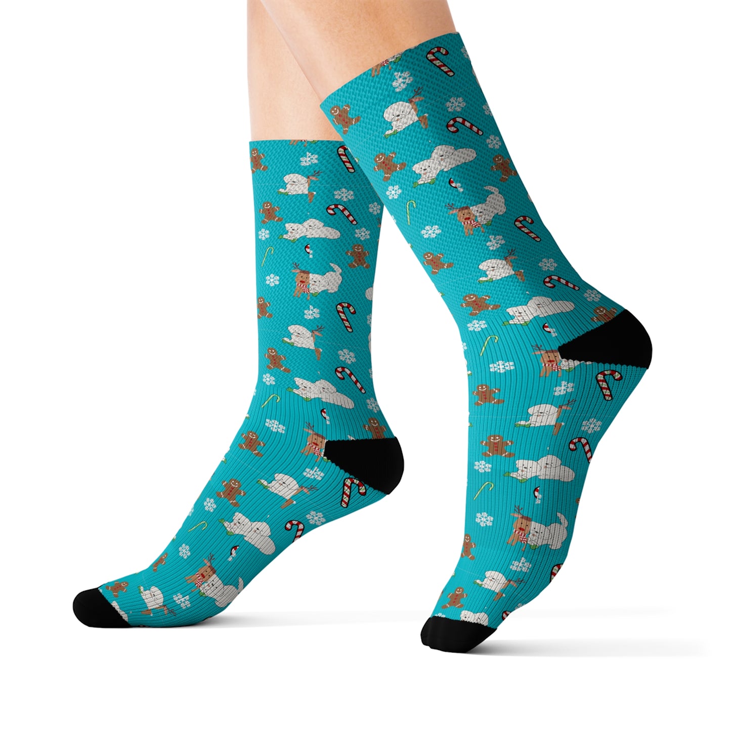 Christmas Dog Pattern Sublimation Socks