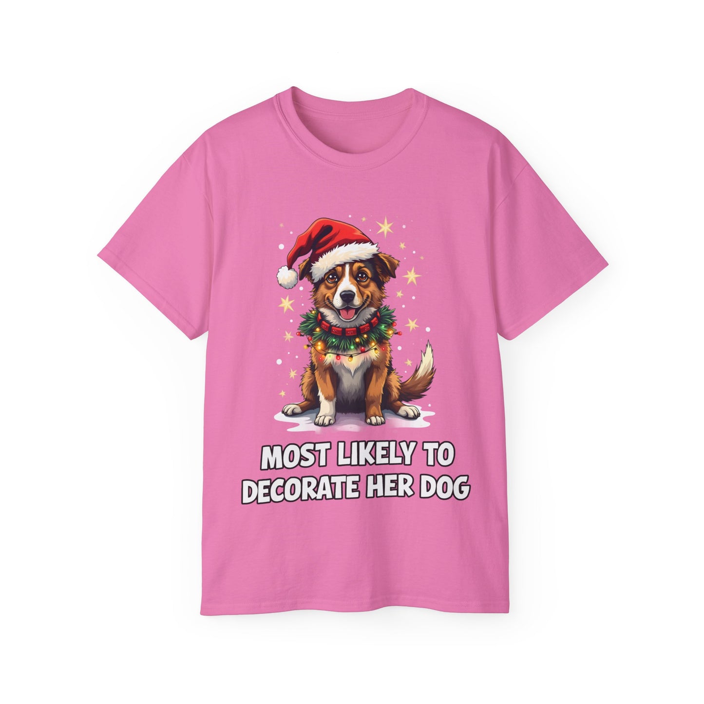 Cute Dog Cartoon Most Likely to Decorate Her Dog Jack Russell Terrier Unisex Organic T-Shirt