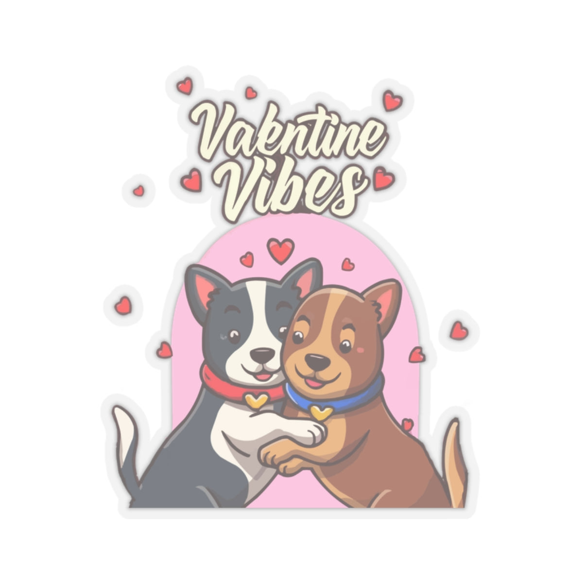 Cute Dog Cartoon Valentine Vibes Kiss-cut Stickers