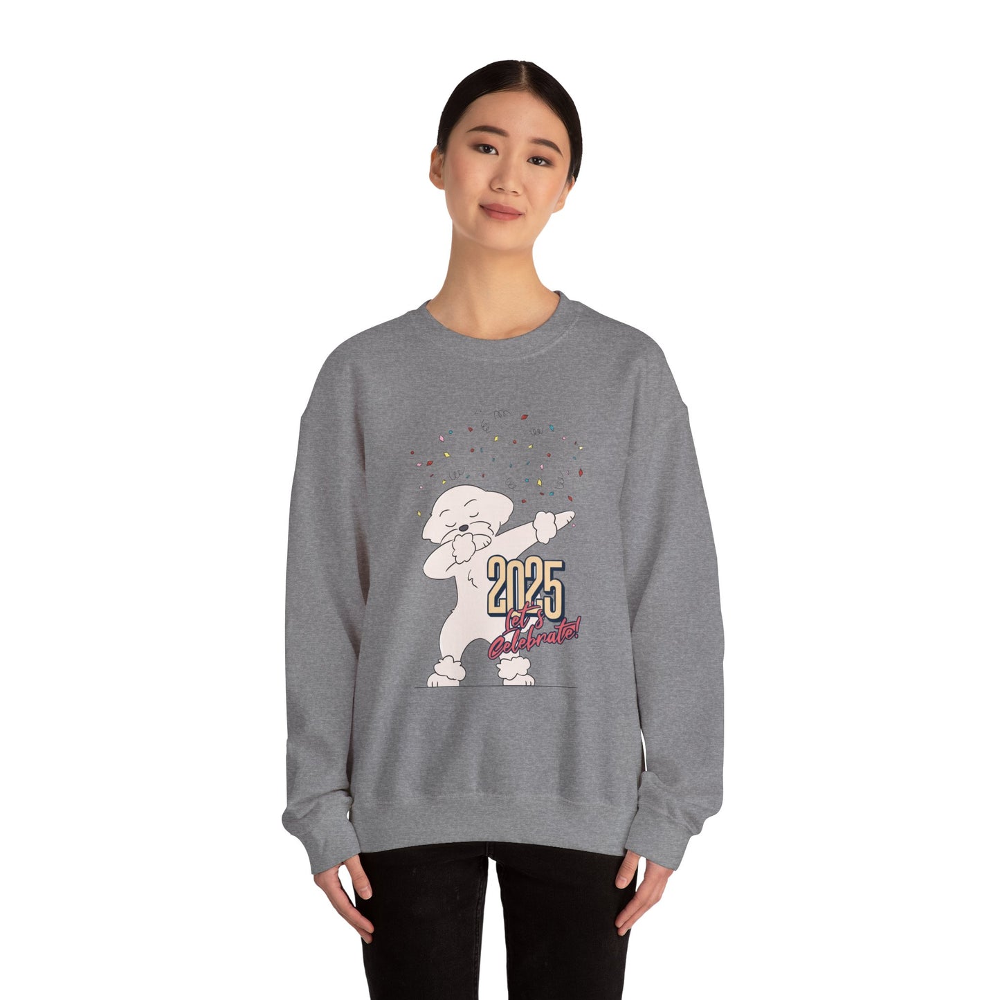 Cheeky Bichon Cute Let's Celebrate 2025 Unisex Crewneck Sweatshirt