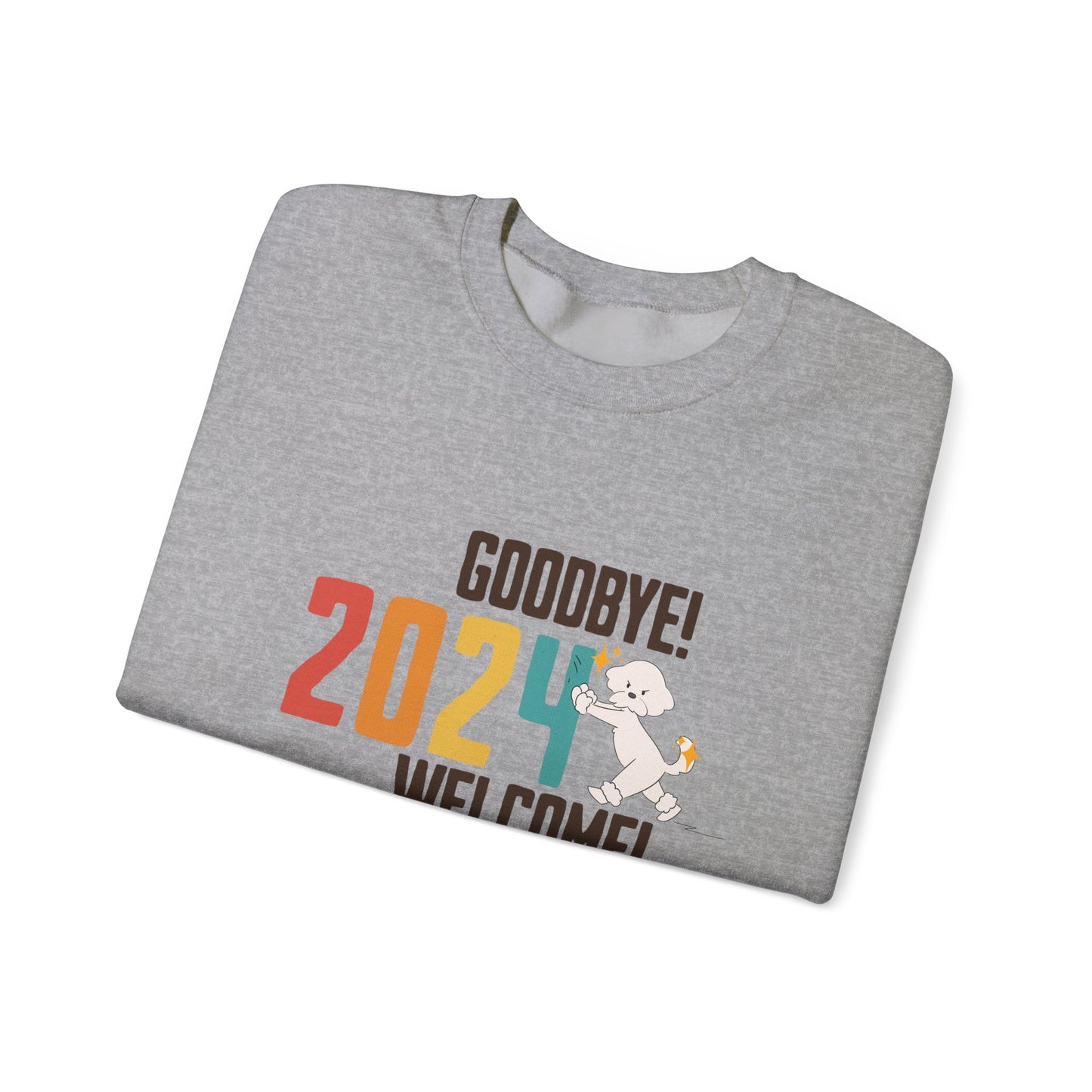 Cheeky Bichon Cute Funny Goodbye 2024 Welcome 2025 Unisex Crewneck Sweatshirt