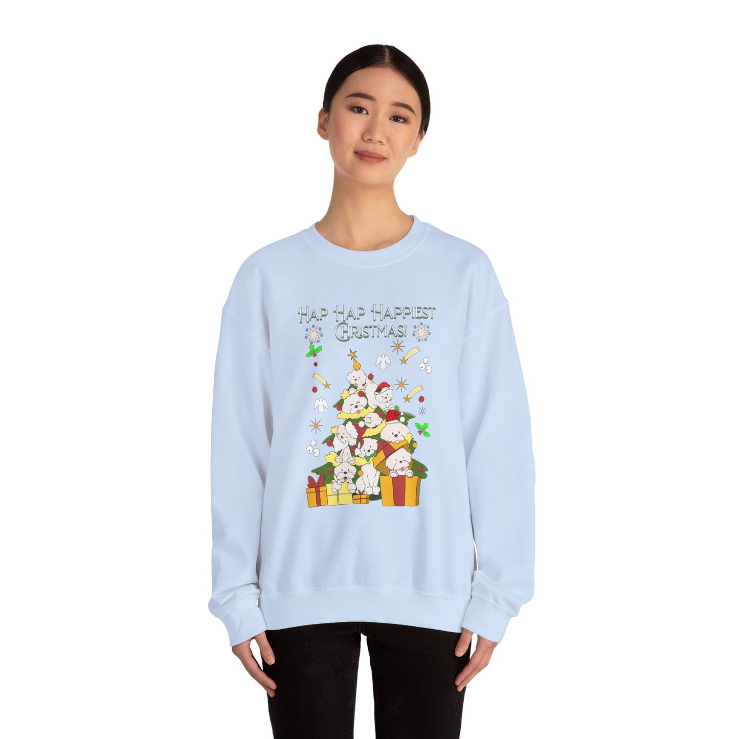 Hap Hap Happiest Christmas Poodle Christmas Tree Unisex Crewneck Sweatshirt