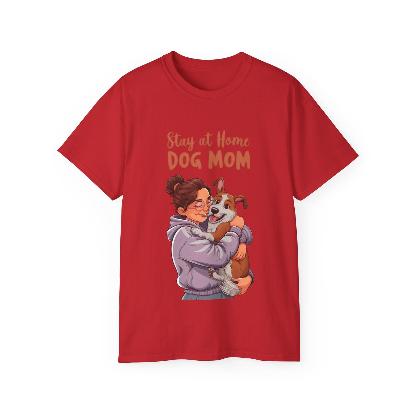 Cute Funny Cartoon Stay at Home Dog Mom Unisex Organic T-Shirt