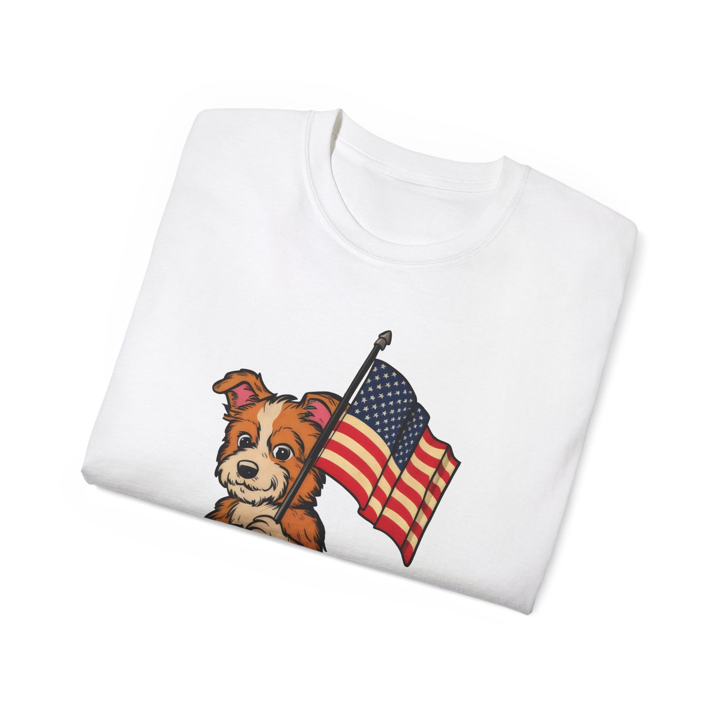 Cute Dog Cartoon Fourth of July Merica Organic T-Shirt