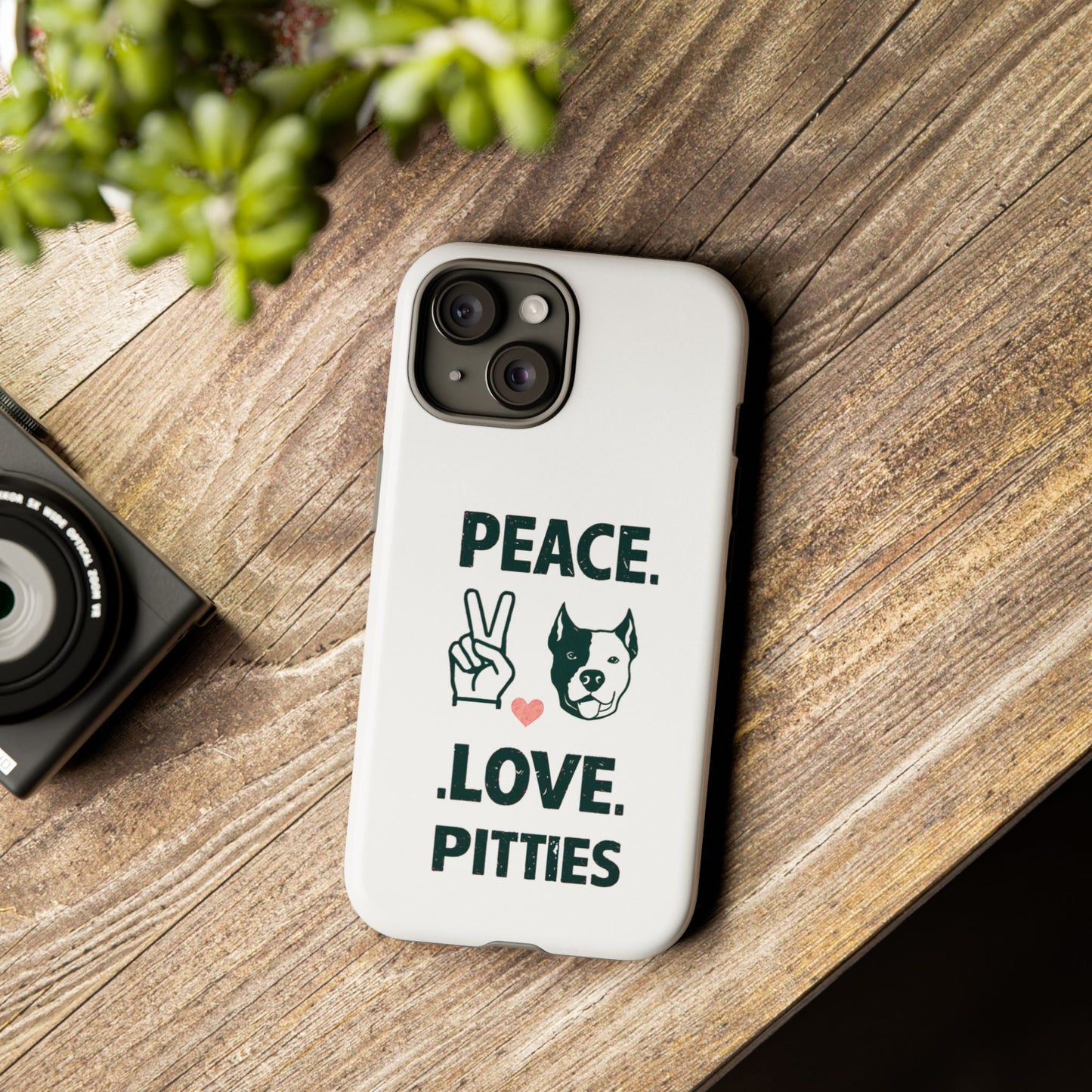 Cute Dog Cartoon Peace Love Pitties iPhone Tough Cases