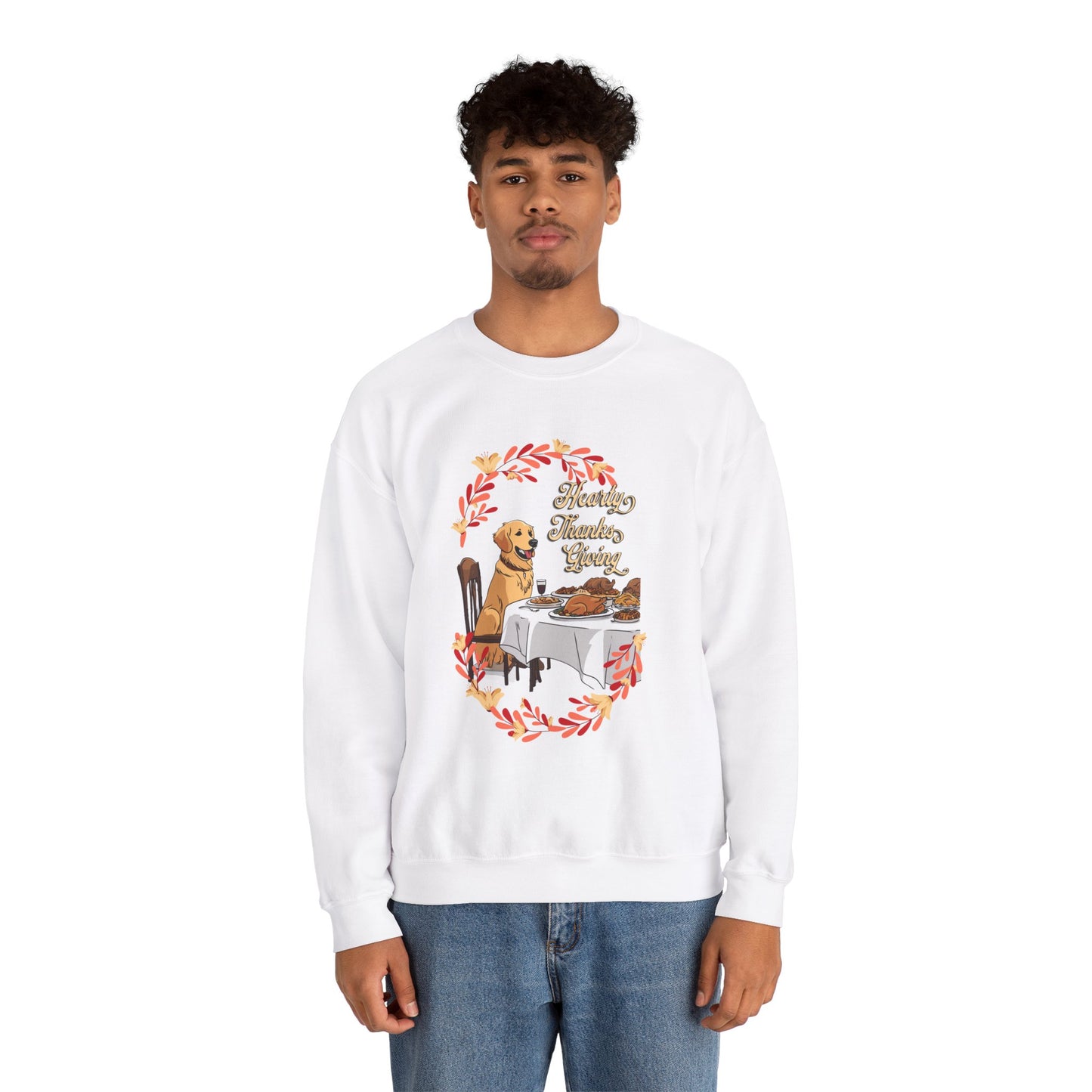 Golden Retriever Hearty Thanksgiving Unisex Crewneck Sweatshirt