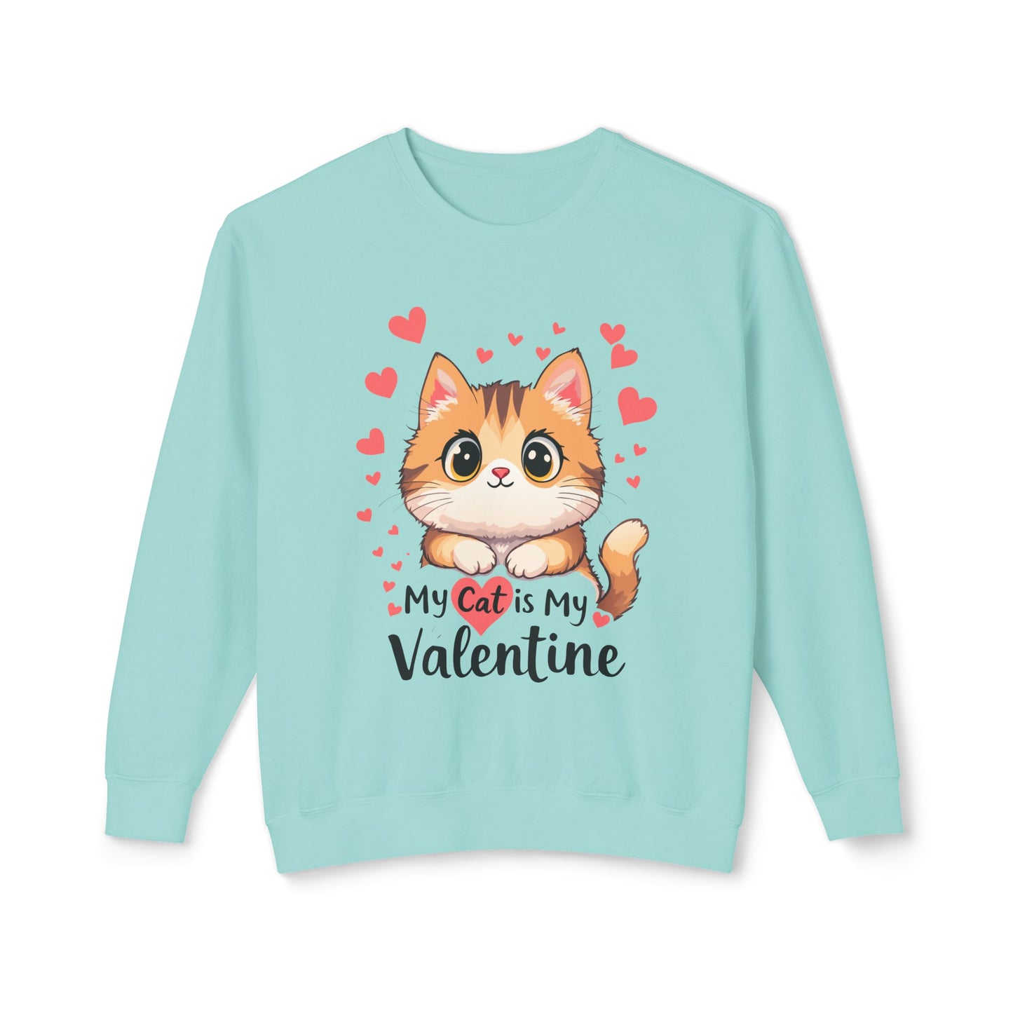 Cartoon Cat Valentine Crewneck Sweatshirt