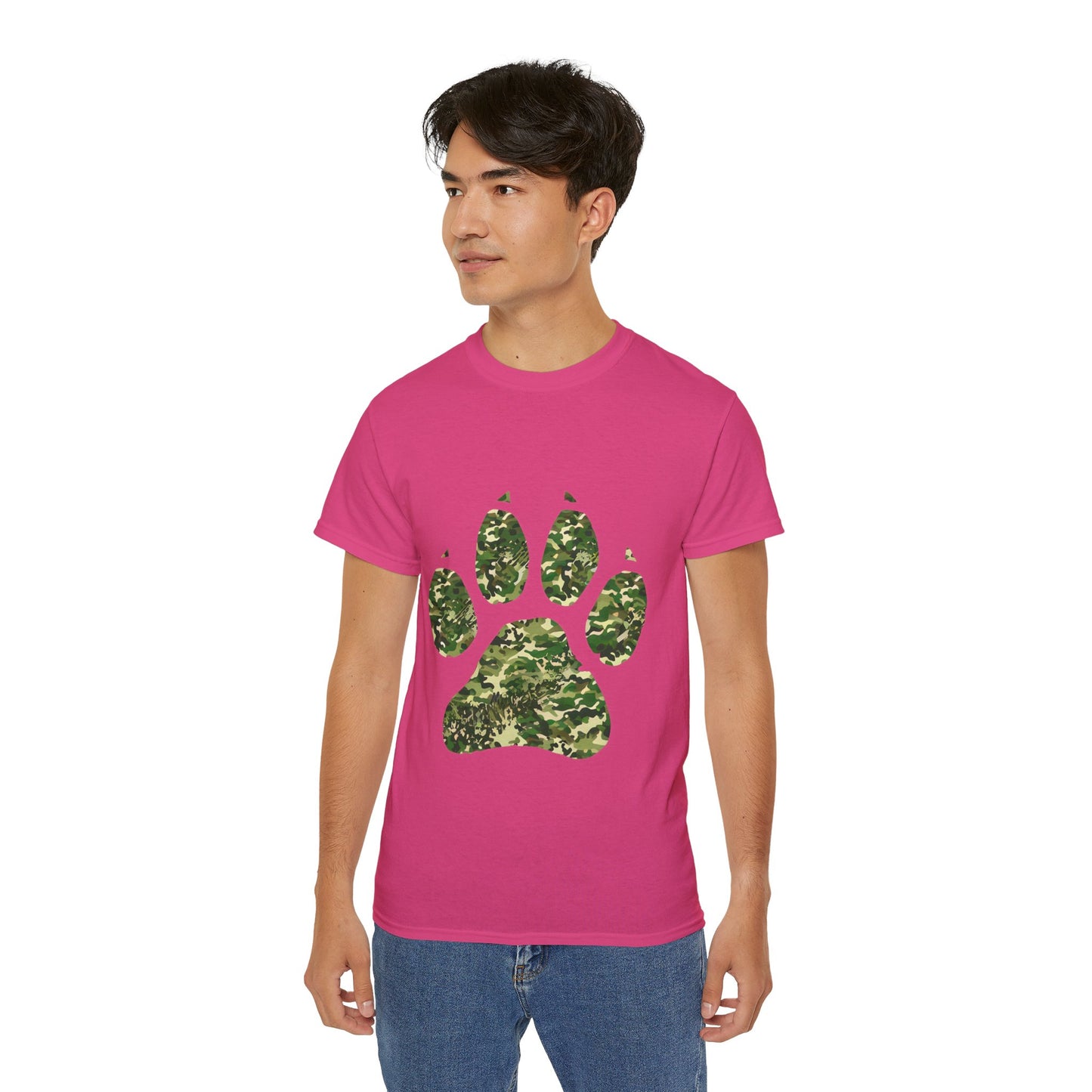 Cute Camouflage Paw Print Unisex Organic T-Shirt