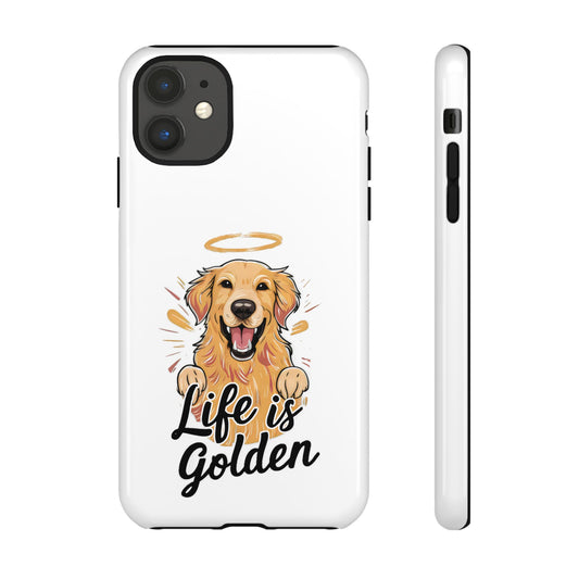 Cute Dog Cartoon Life is Golden iPhone Tough Cases