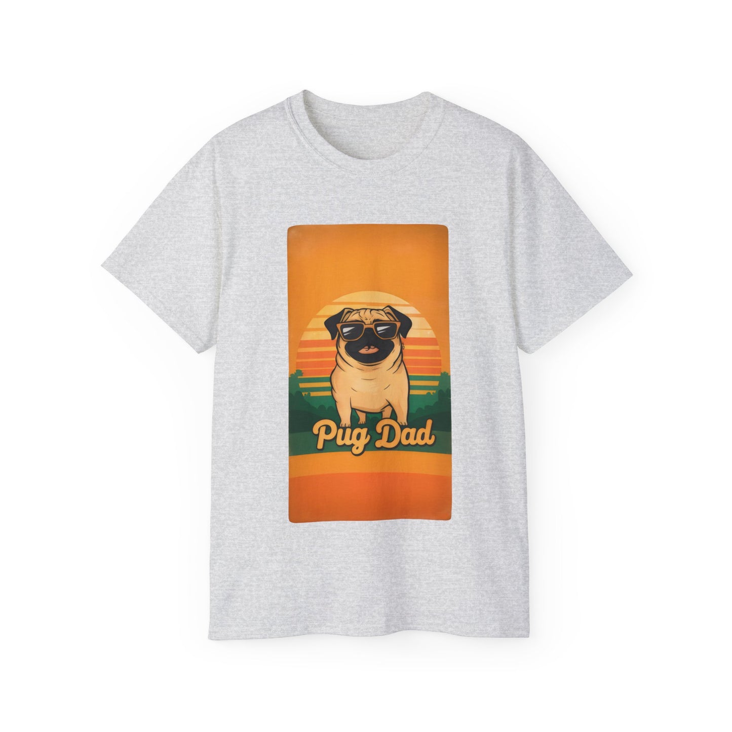 Cute Funny Pug Dad Unisex Organic T-Shirt