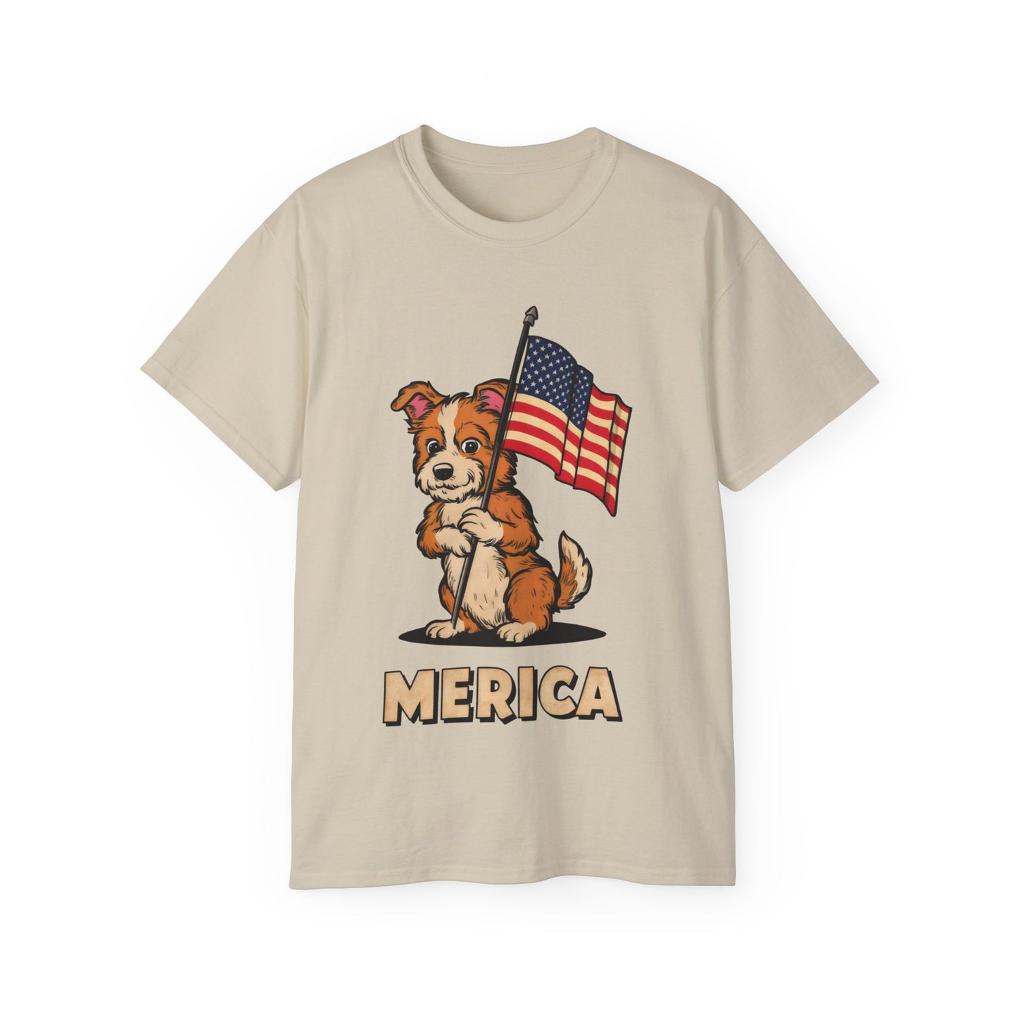 Cute Dog Cartoon Fourth of July Merica Organic T-Shirt