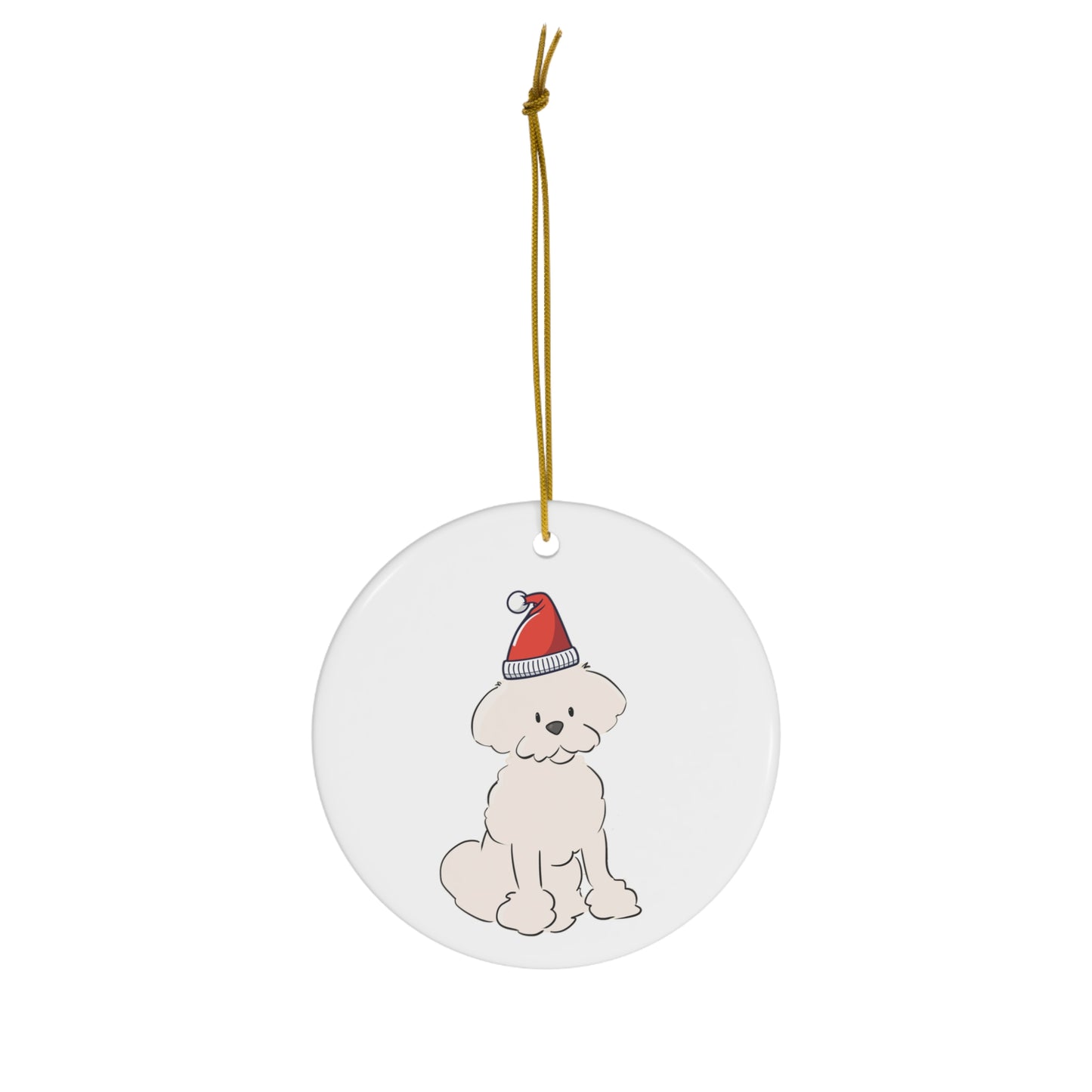 Cheeky Bichon Christmas Ceramic Ornament, 4 Shapes