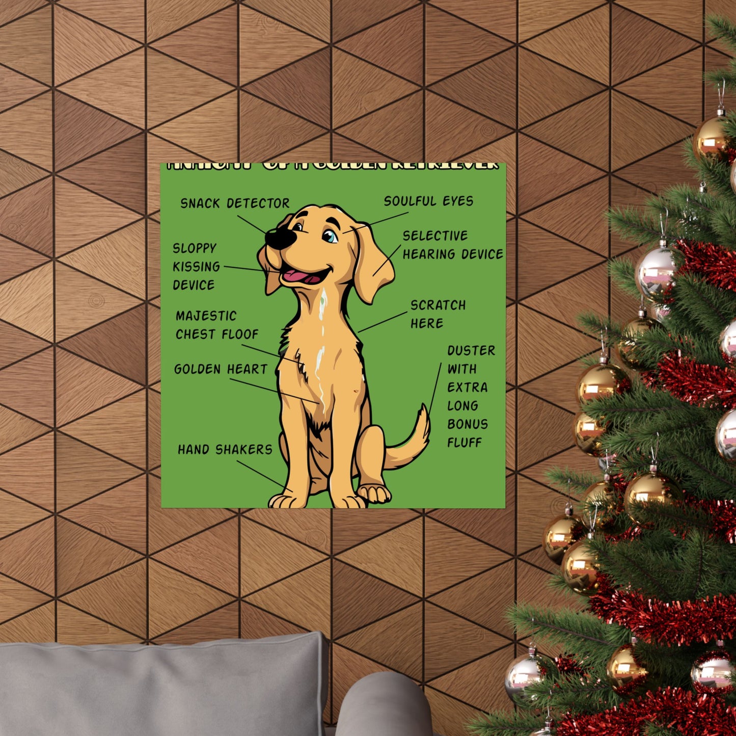 Cute Cartoon Anatomy of a Golden Retriever Posters