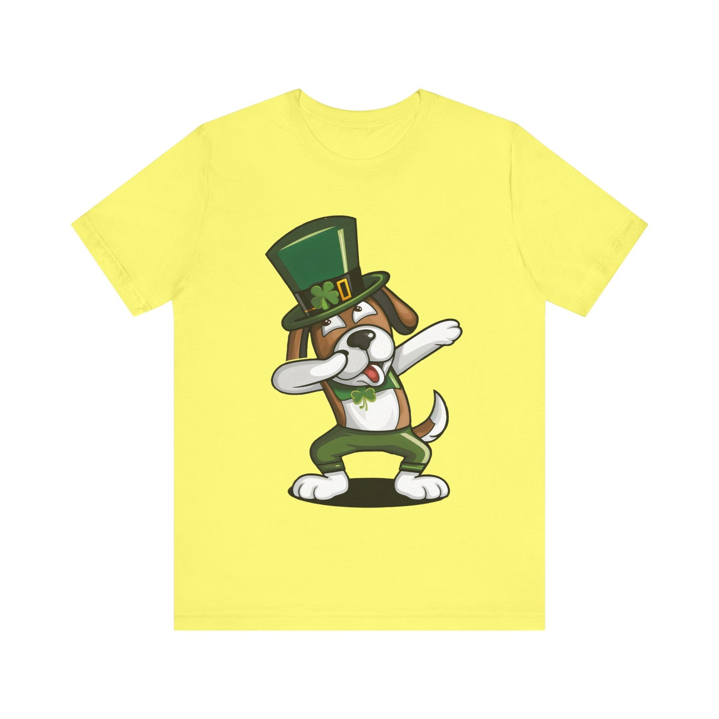 Cute Cartoon St Patrick's Day Dog Dabbing Unisex Jersey Short Sleeve Tee