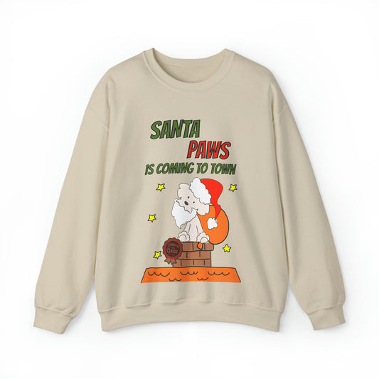 Cheeky Bichon Santa Paws is Coming to Town Unisex Crewneck Sweatshirt