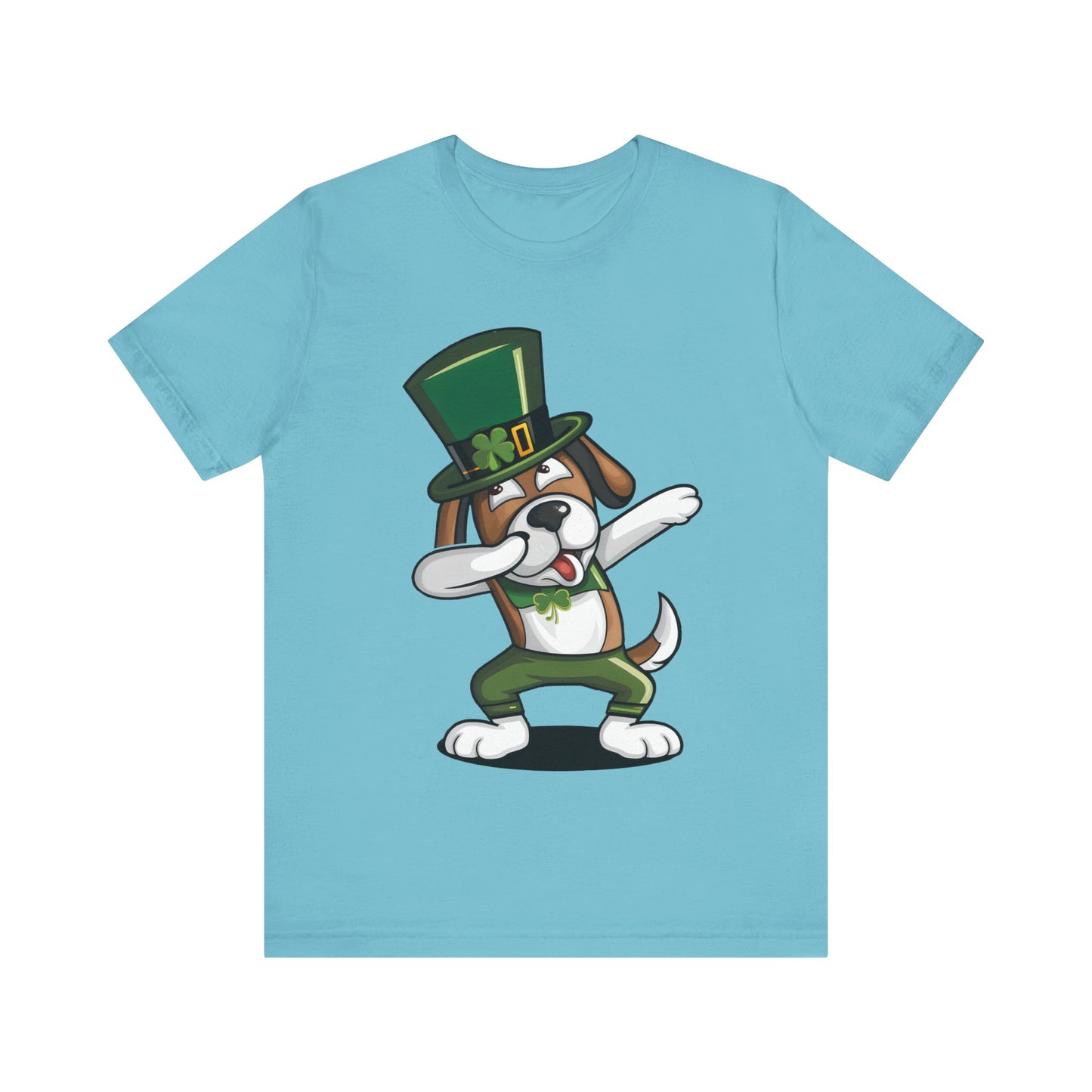 Cute Cartoon St Patrick's Day Dog Dabbing Unisex Jersey Short Sleeve Tee