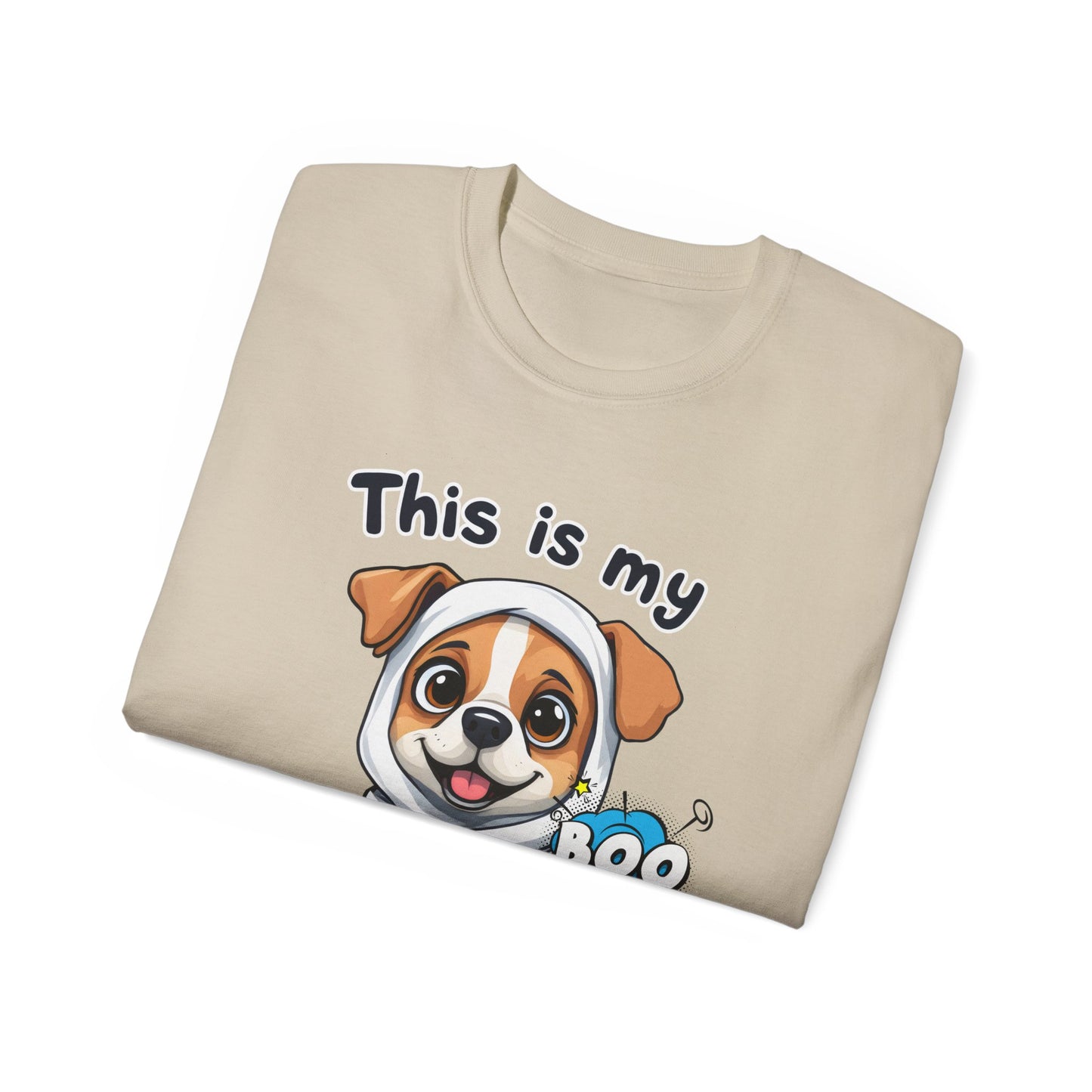 Cute Funny Dog Cartoon This is My Scary Halloween Costume Unisex Organic T-Shirt