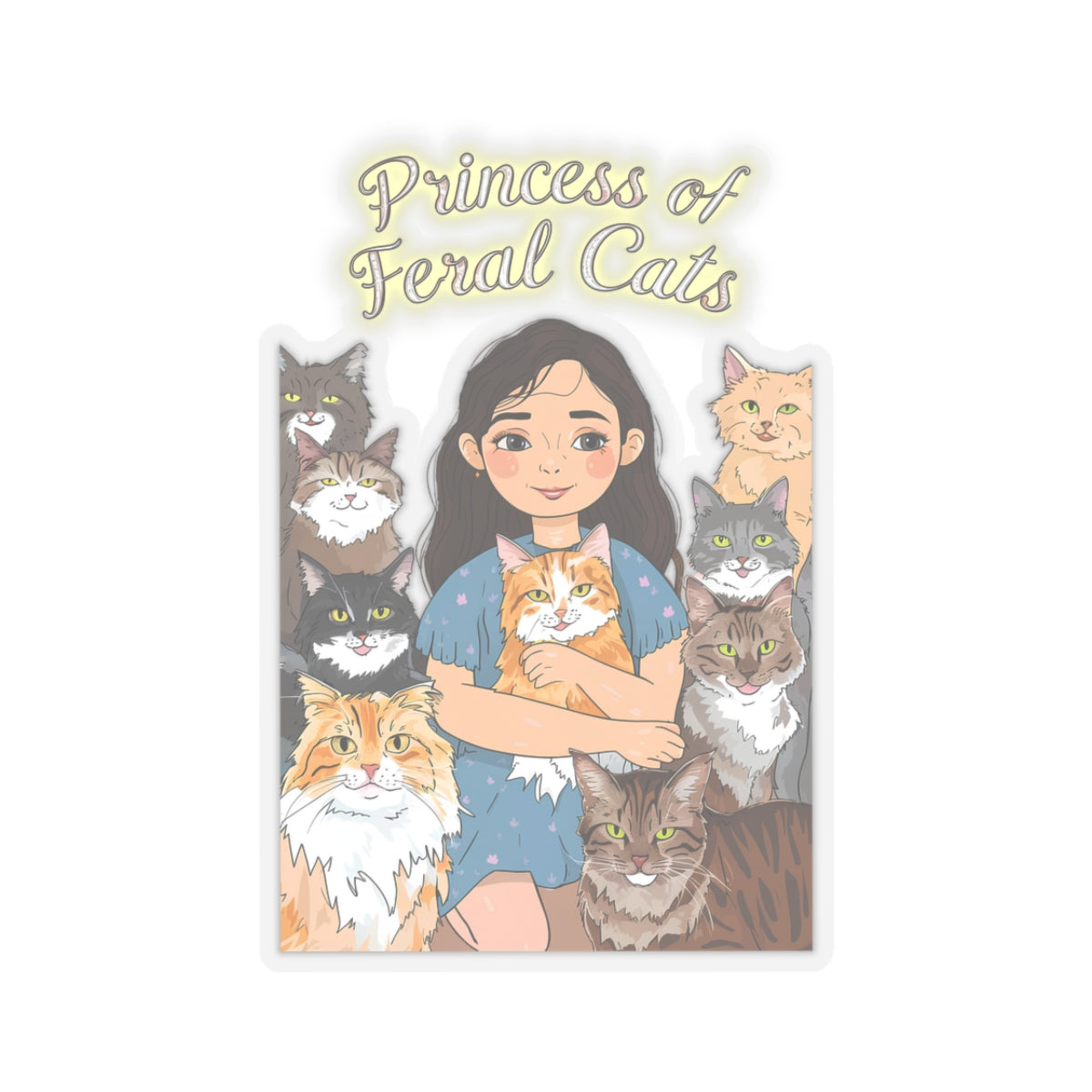 Cute Cat Lover Princess of Feral Cats Kiss-cut Stickers