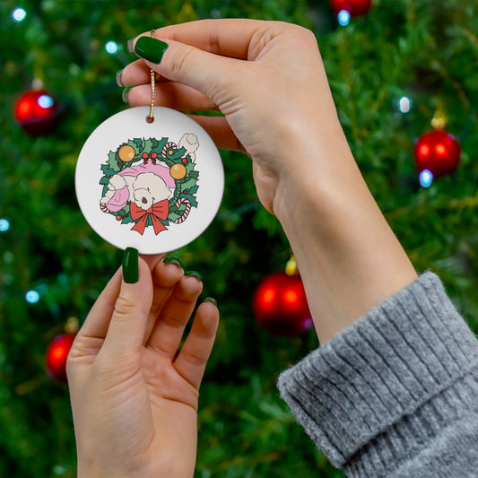 Cheeky Bichon Christmas Ceramic Ornament, 4 Shapes