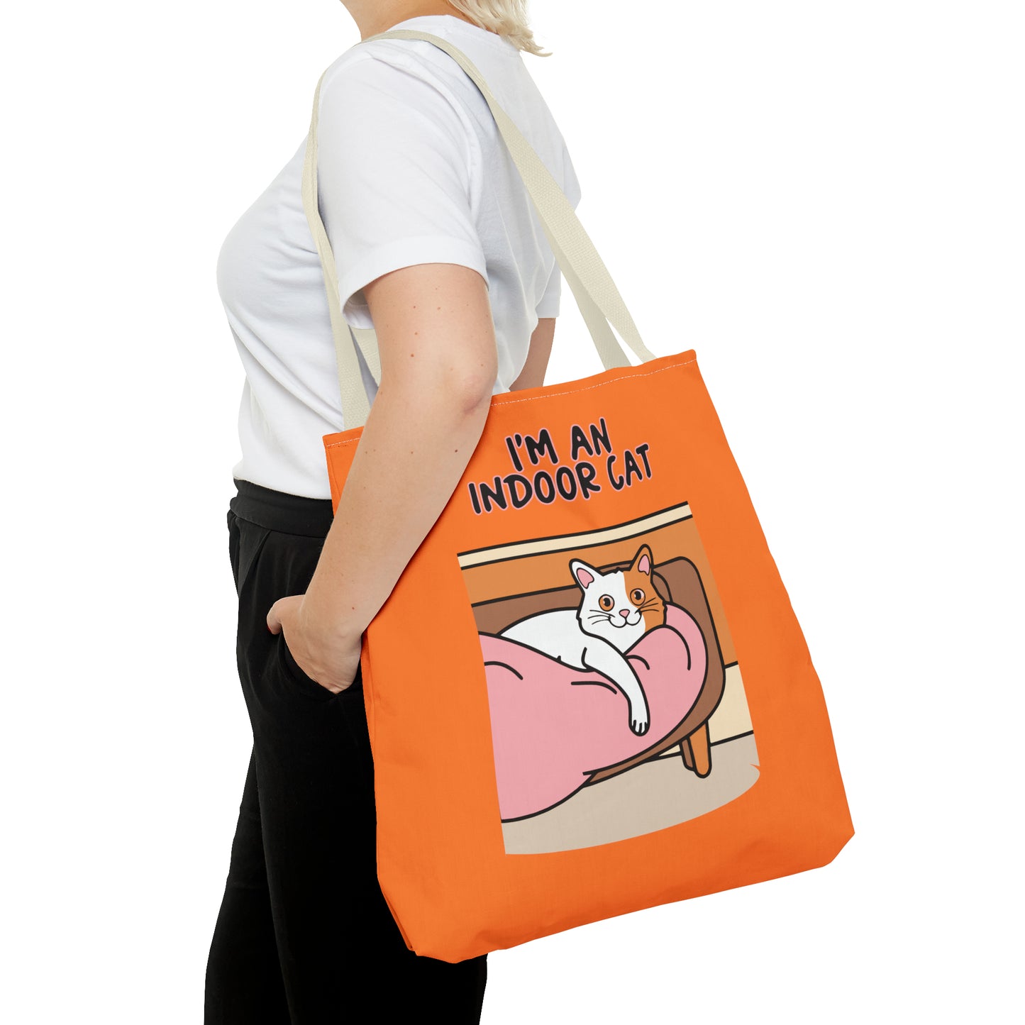 Cute Funny I'm an Indoor Cat Cartoon Meme Tote Bag