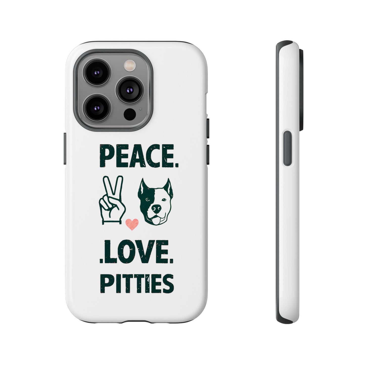 Cute Dog Cartoon Peace Love Pitties iPhone Tough Cases