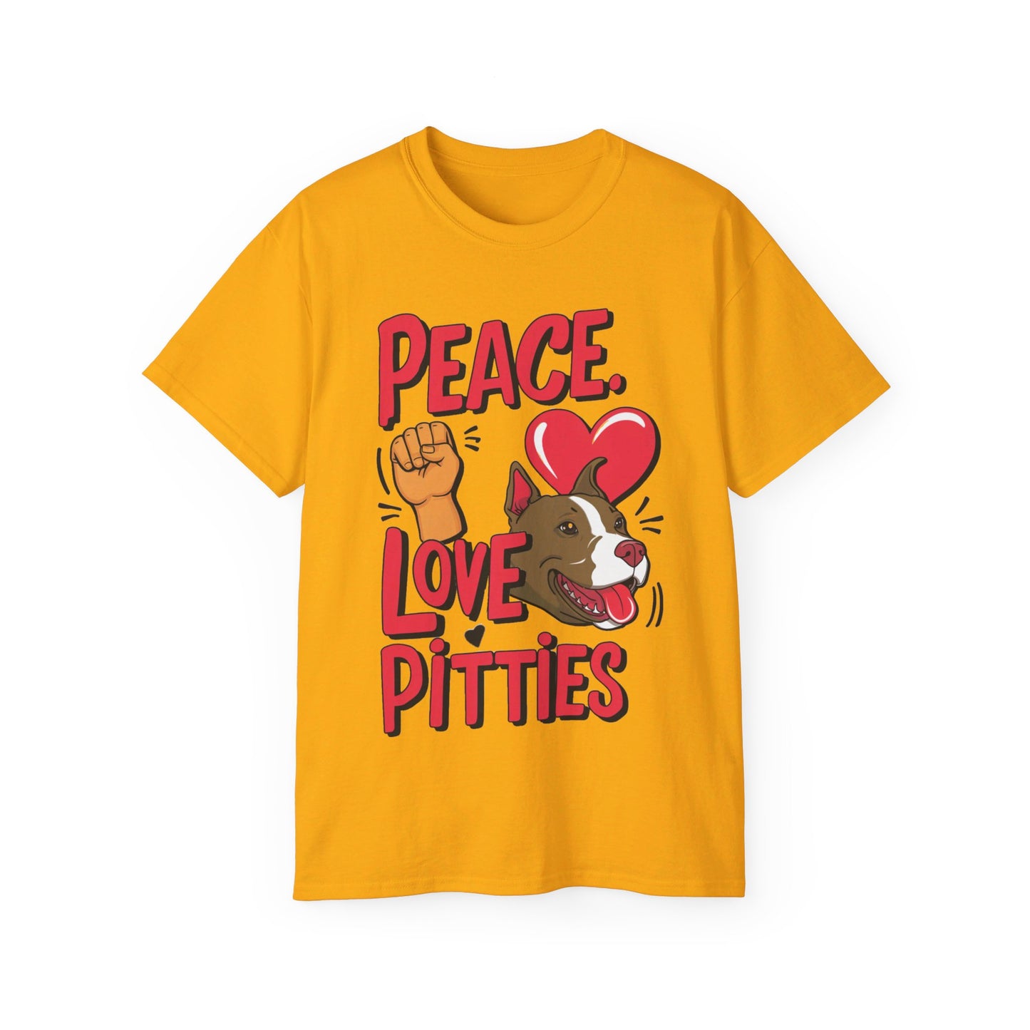 Cute Dog Cartoon Peace Love Pitties Unisex Organic T-Shirt