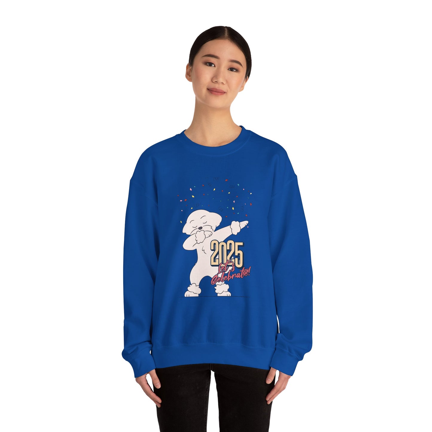 Cheeky Bichon Cute Let's Celebrate 2025 Unisex Crewneck Sweatshirt