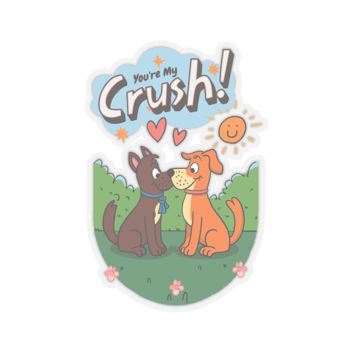 Cute Dog Cartoon You're My Crush Kiss-cut Stickers