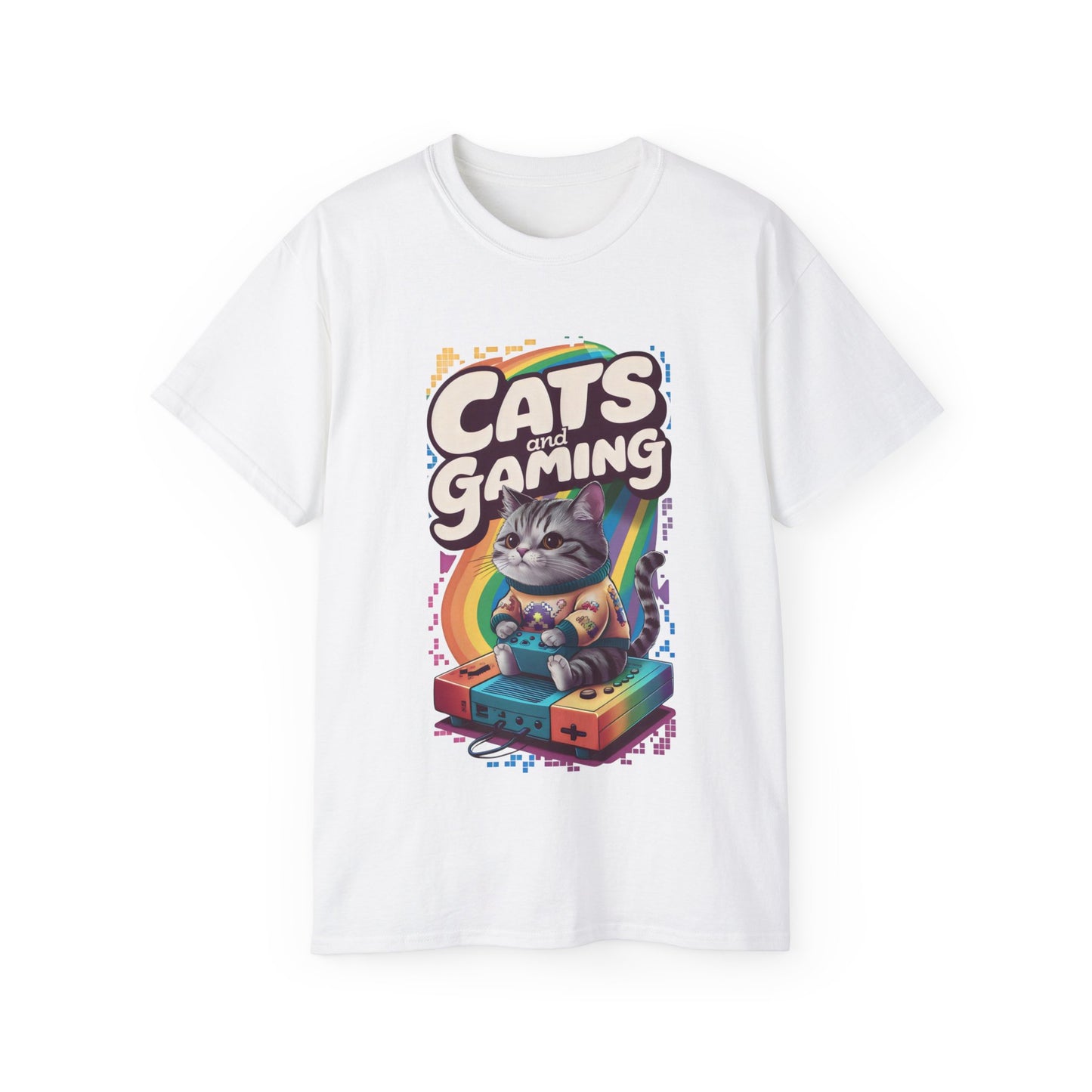 Cute Cartoon Cats and Gaming Unisex Organic T-Shirt