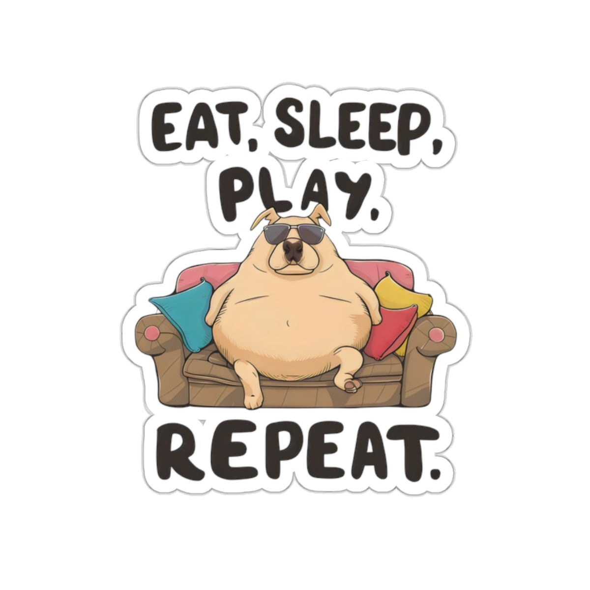 Cute Funny Dog Cartoon Eat Sleep Play Repeat Meme Kiss-cut Stickers