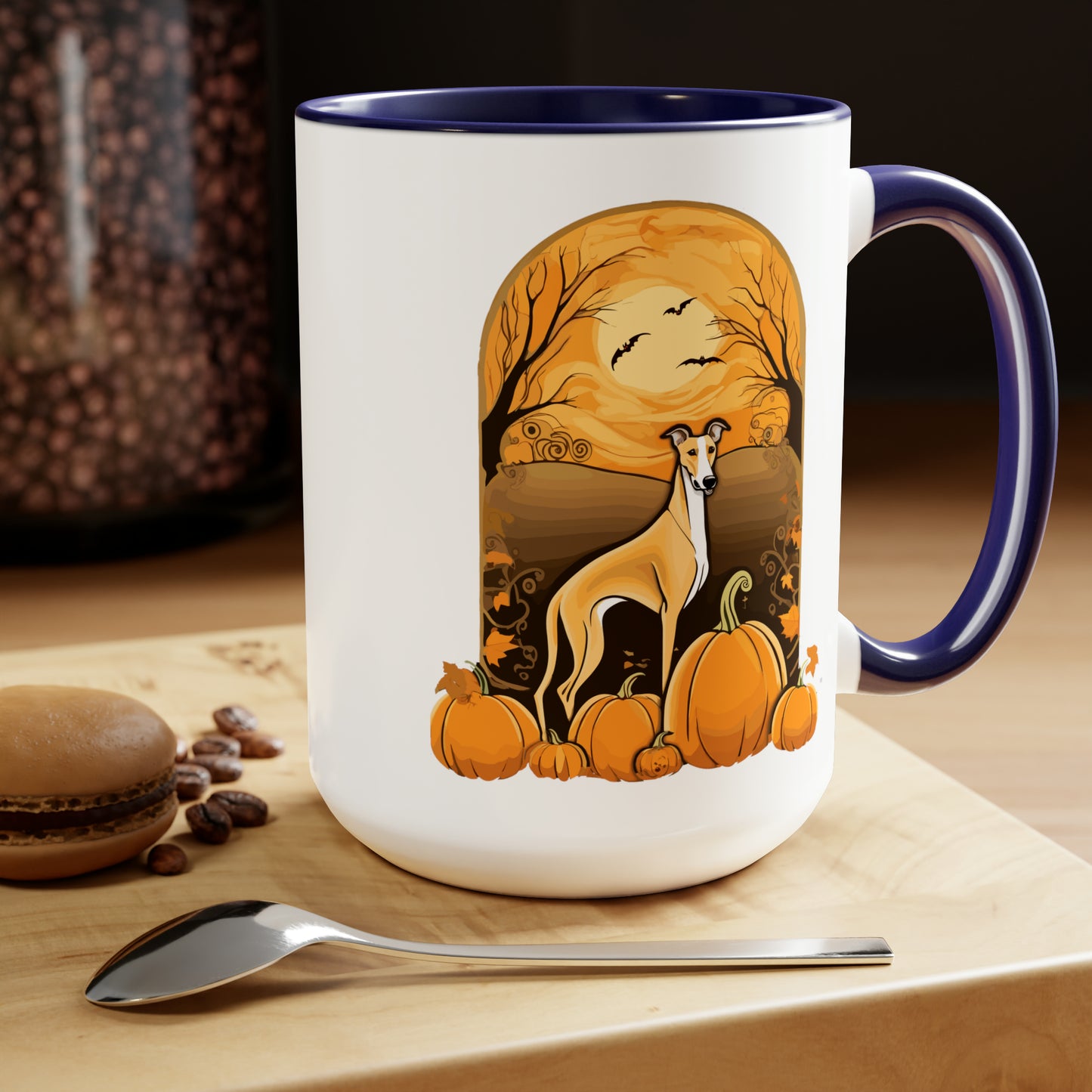 Greyhound Pumpkin Two-Tone Coffee Mugs, 15oz