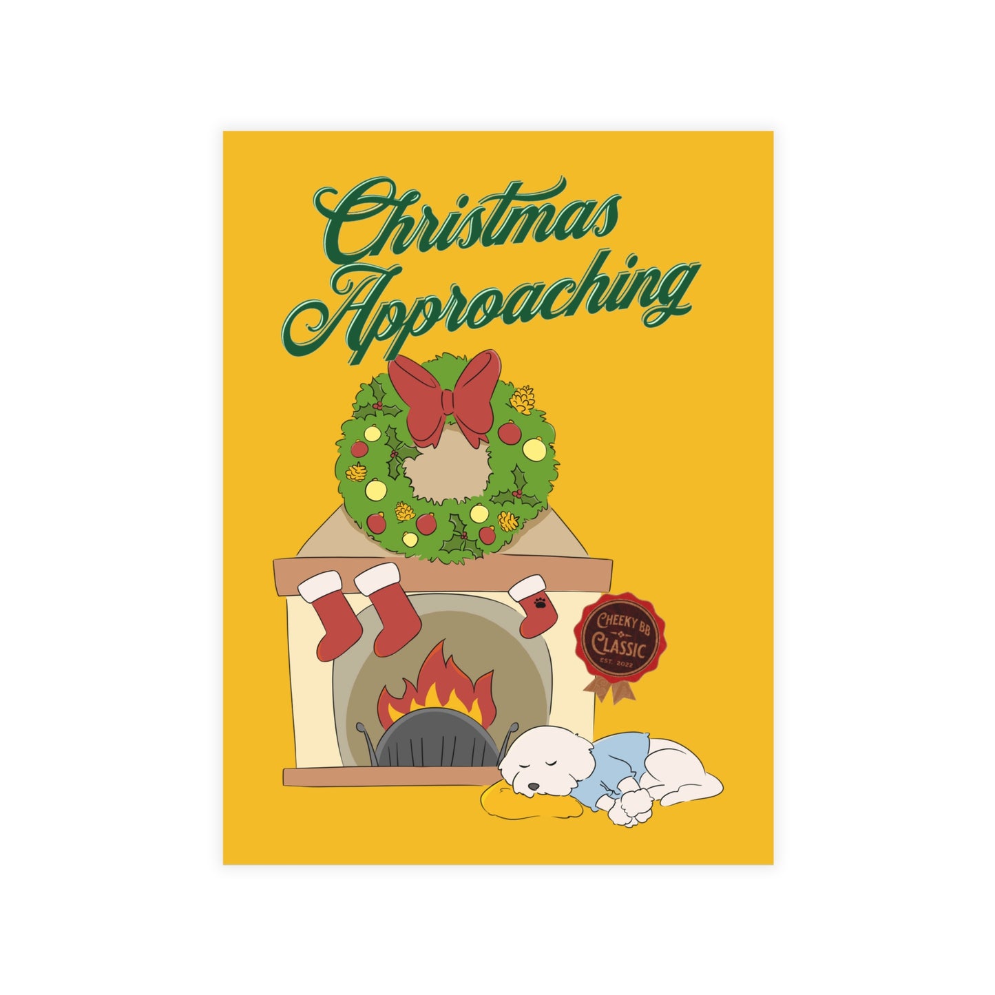 Cheeky Bichon Christmas Approaching Cartoon Dog Postcard Bundles (envelopes included)