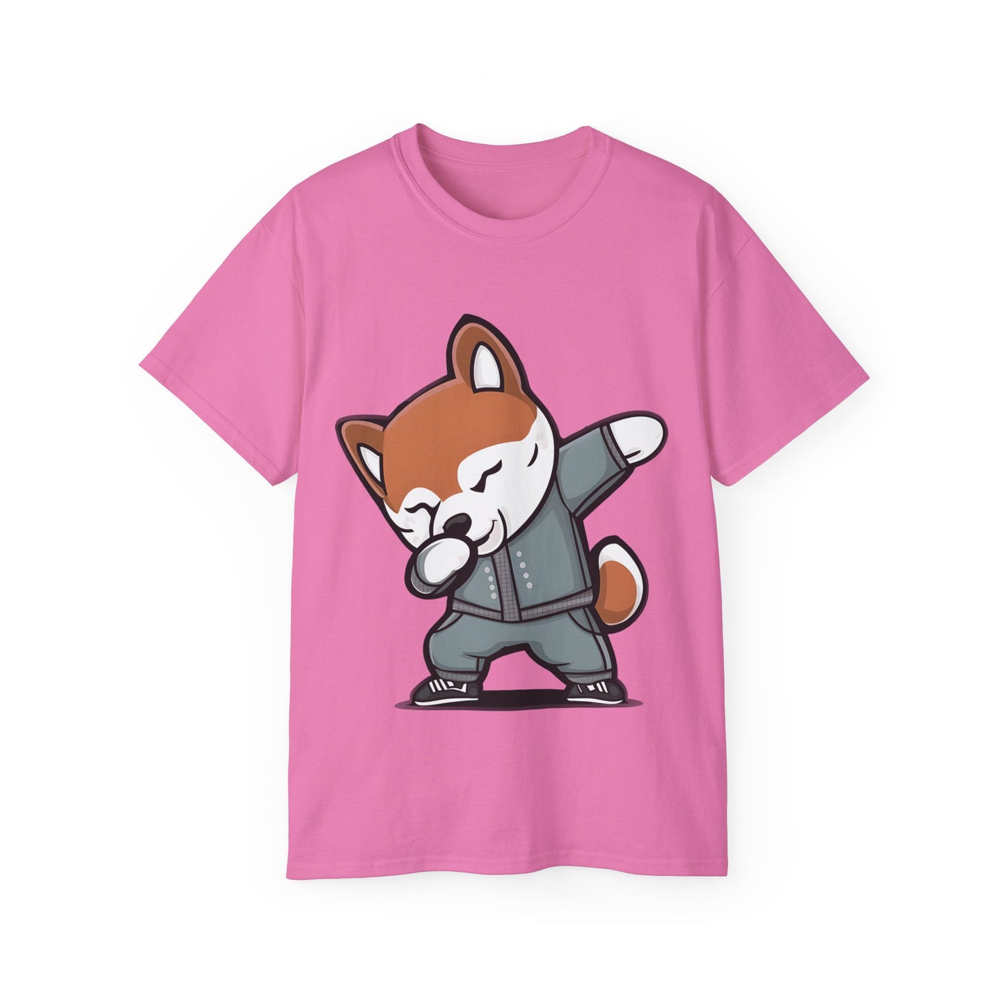 Cute Dog Cartoon Dabbing Shiba Unisex Organic T-Shirt