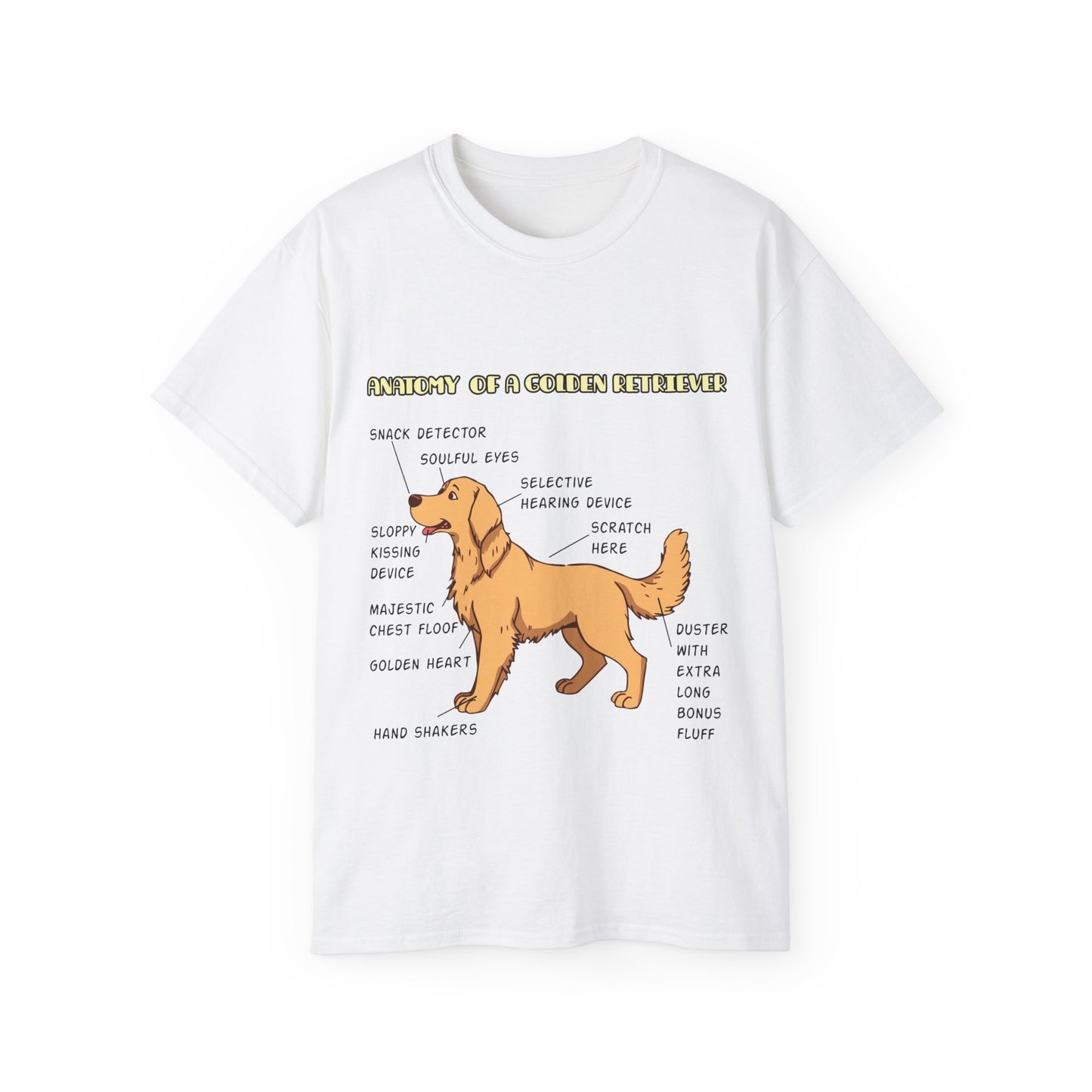 Dog Anatomy Unisex Tee - Cute Golden Retriever Cartoon Design