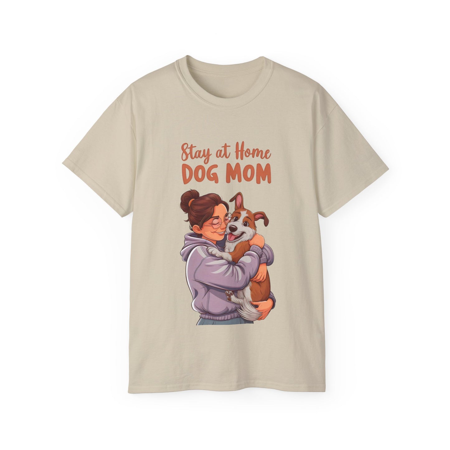 Cute Funny Cartoon Stay at Home Dog Mom Unisex Organic T-Shirt