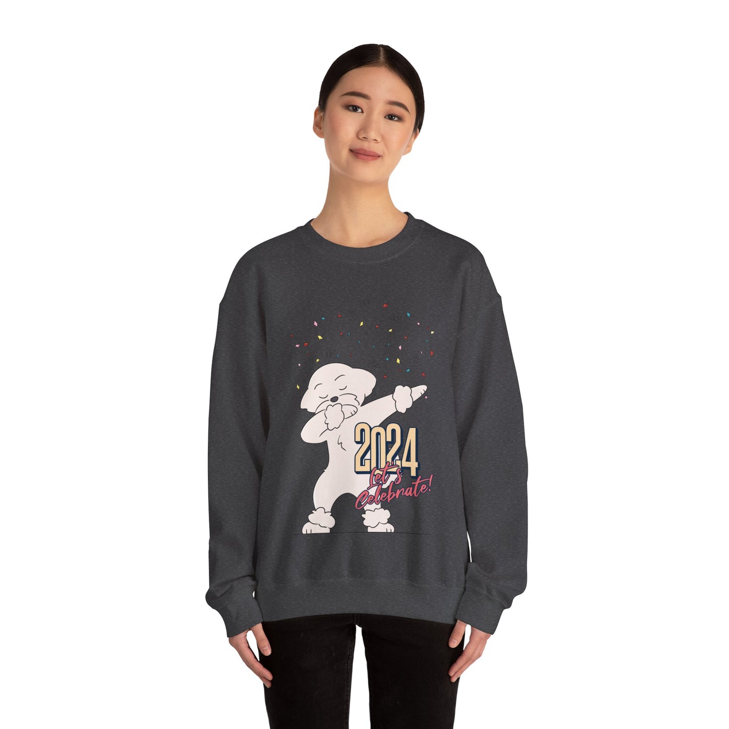 Cheeky Bichon Cute Let's Celebrate 2024 Unisex Crewneck Sweatshirt