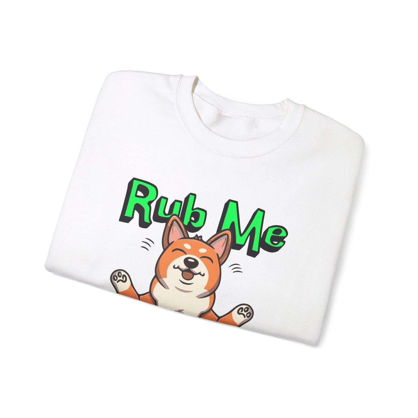 Cute Dog Cartoon St Patrick's Day Rub Me for Luck Crewneck Sweatshirt