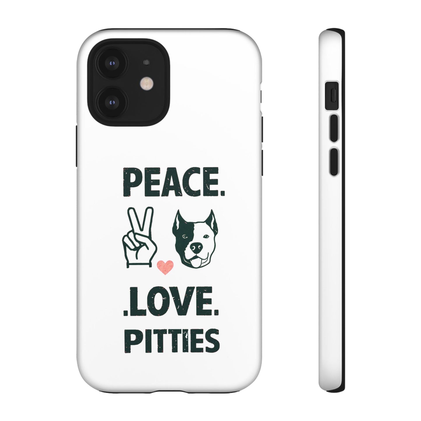 Cute Dog Cartoon Peace Love Pitties iPhone Tough Cases