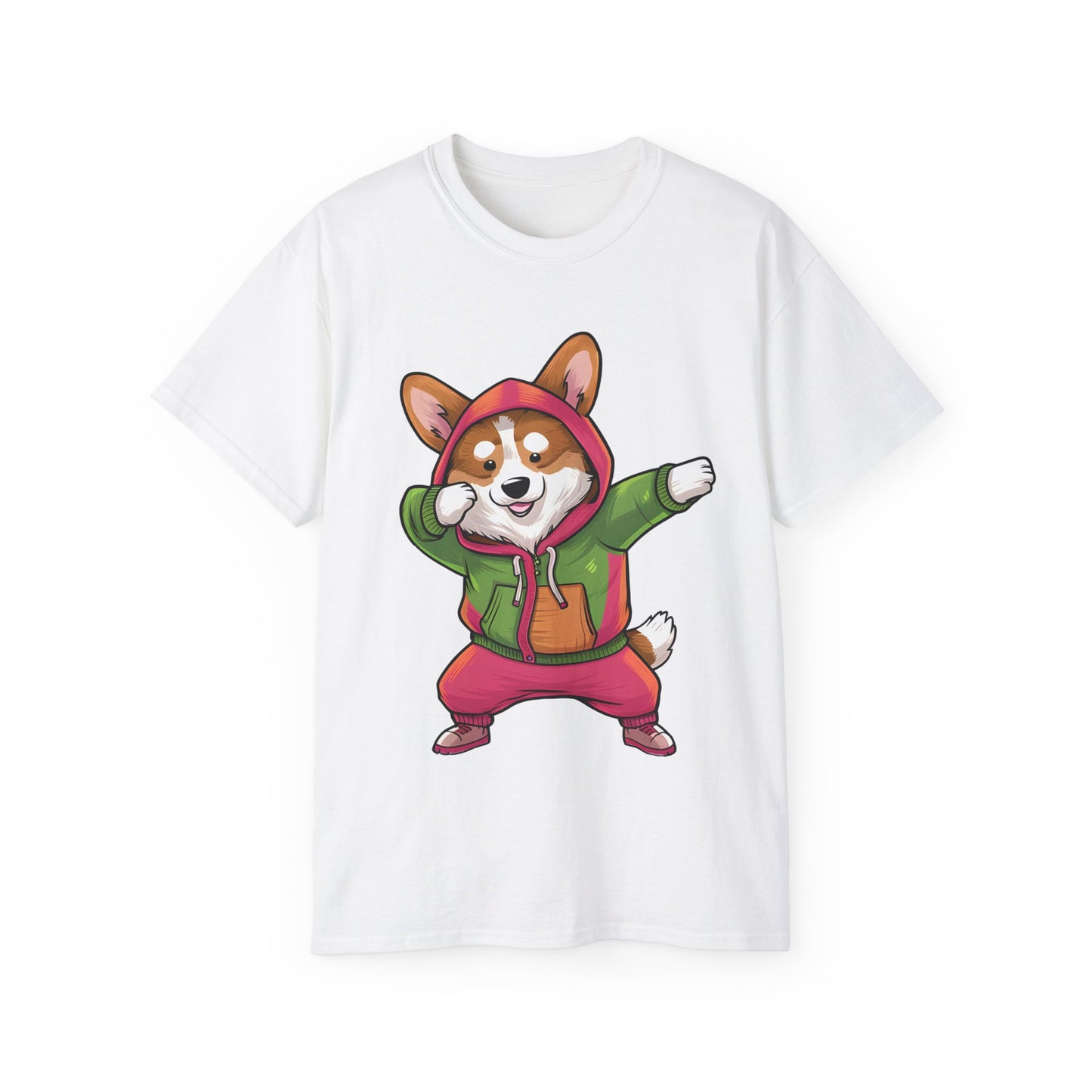 Cute Dog Cartoon Corgi Dabbing Meme Unisex Organic T-Shirt