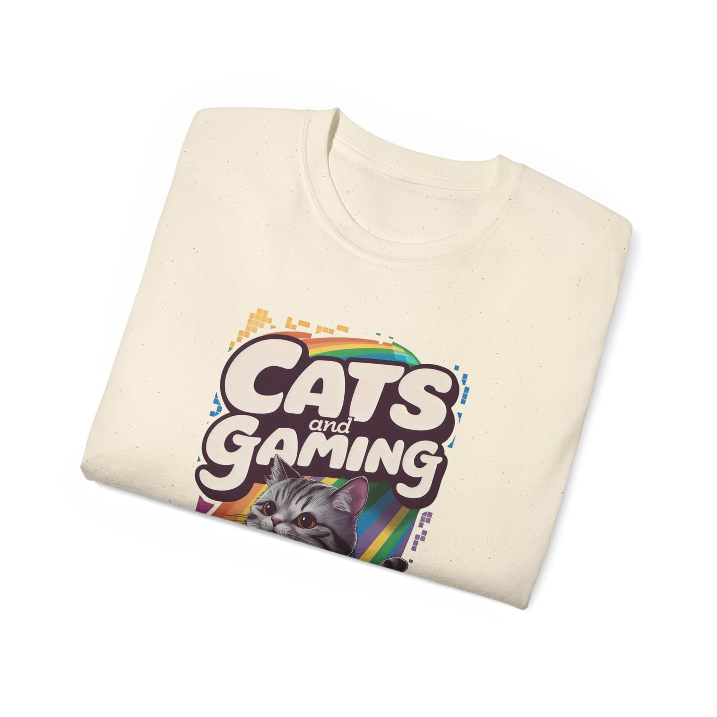 Cute Cartoon Cats and Gaming Unisex Organic T-Shirt