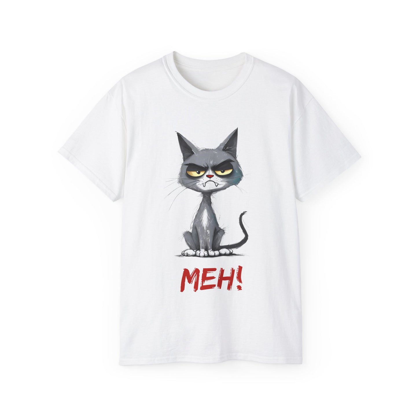 Cute Funny Cartoon Meh Cat Meme Unisex Tee